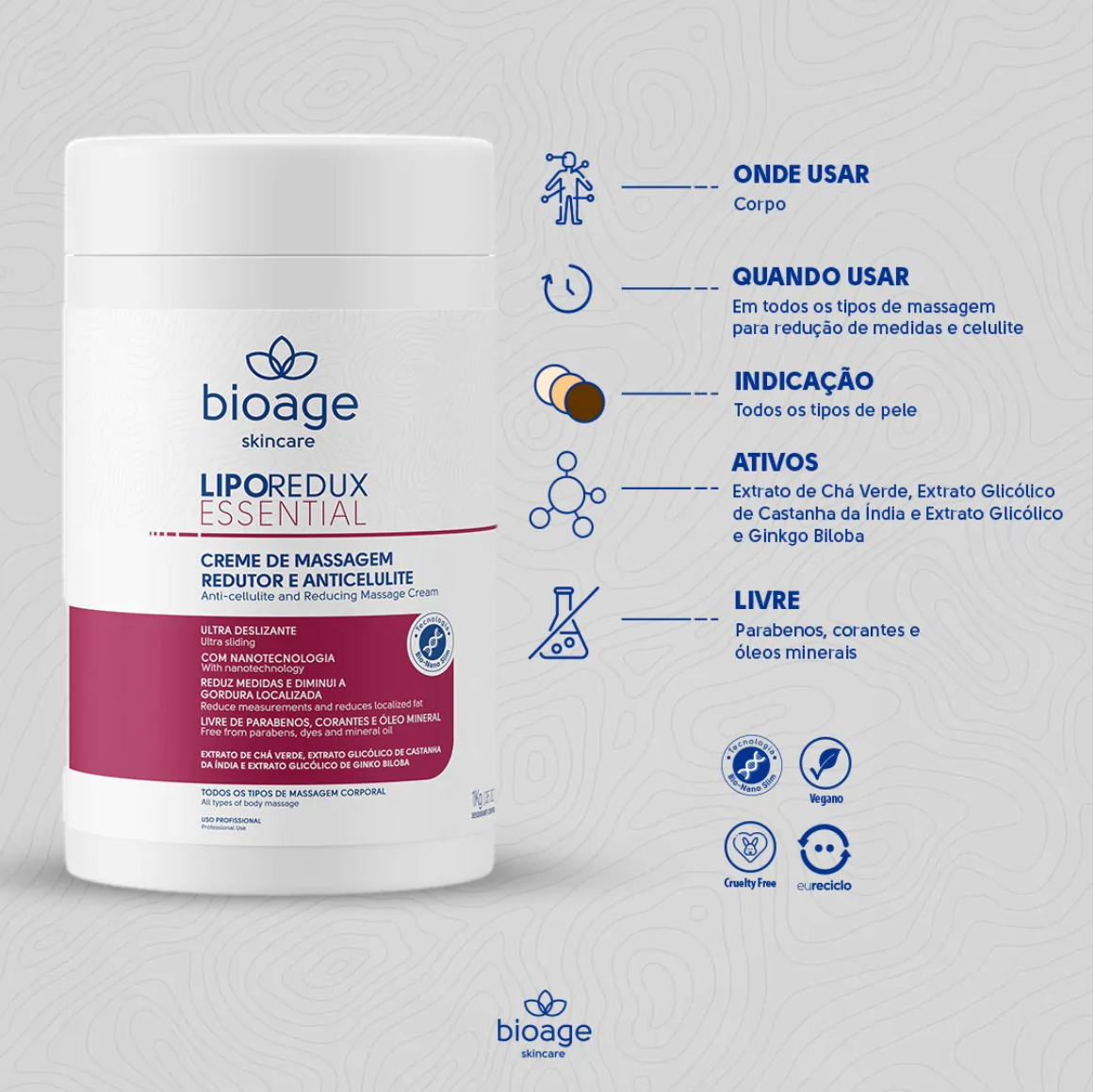 Lipo Redux Essential Reducing and Anti-Cellulite Massage Cream - 1kg