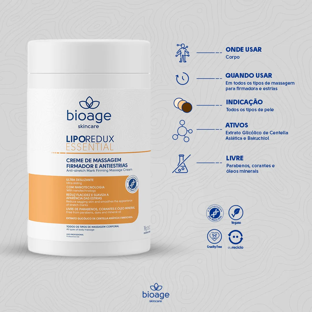 MASSAGE CREME TEGEN STRIEMEN EN SLAPPEHUID 1KG LIPOREDUX