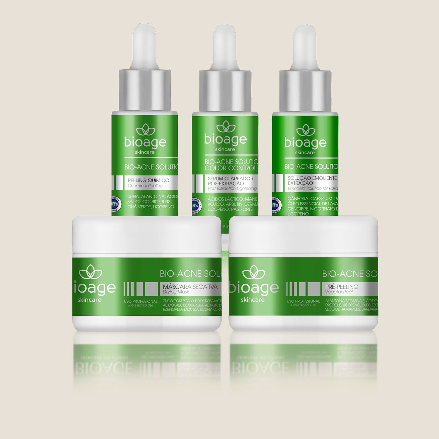 Bio Acne Solutions Bioage 100% Biologisch PROFESSIONEEL (SET 5 Producten)